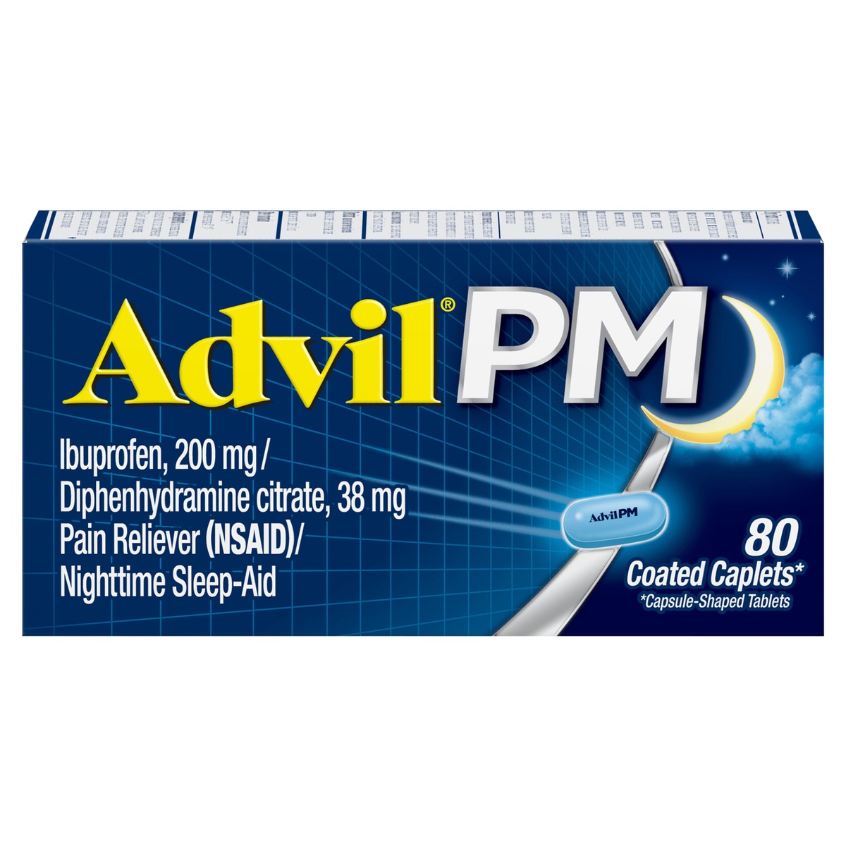 slide 1 of 1, Advil PM Pain Reliever and Nighttime Sleep Aid, Ibuprofen for Pain Relief and Diphenhydramine Citrate for a Sleep Aid - 80 Coated Caplets, 80 ct