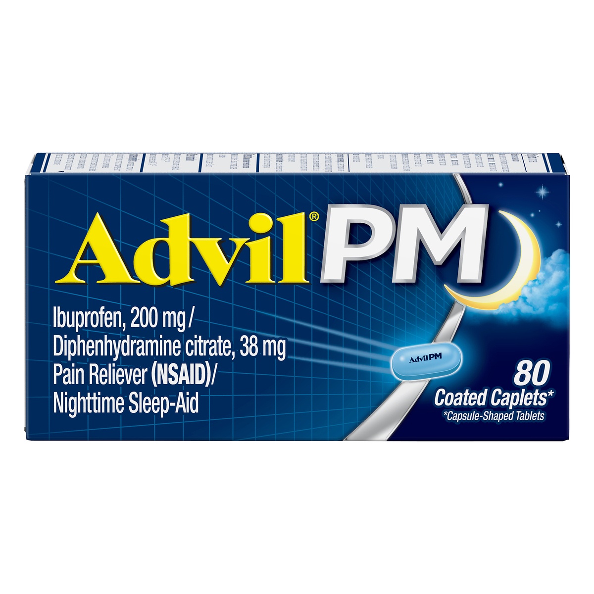 slide 1 of 7, Advil Pm Pain Reliever Nighttime Sleep Aid Ibuprofen And Diphenhydramine, 80 ct