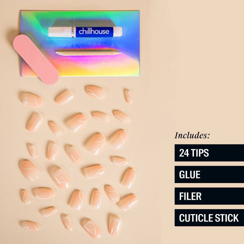 slide 4 of 8, Chillhouse Chill Tips Fake Nails - Design Studio - Pirouette - 24ct, 24 ct