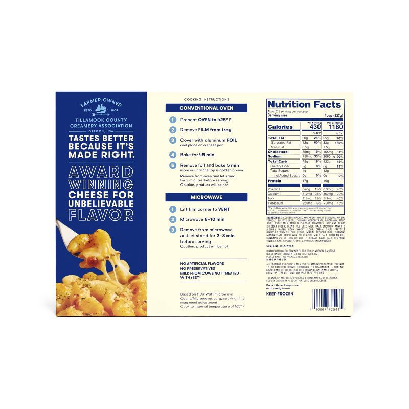 slide 2 of 6, Tillamook Frozen Classic Cheddar Mac & Cheese - 22oz, 22 oz