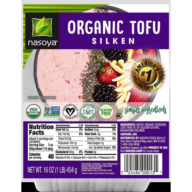 slide 1 of 5, Nasoya Silken Organic Gluten Free Vegan Tofu - 16oz, 16 oz