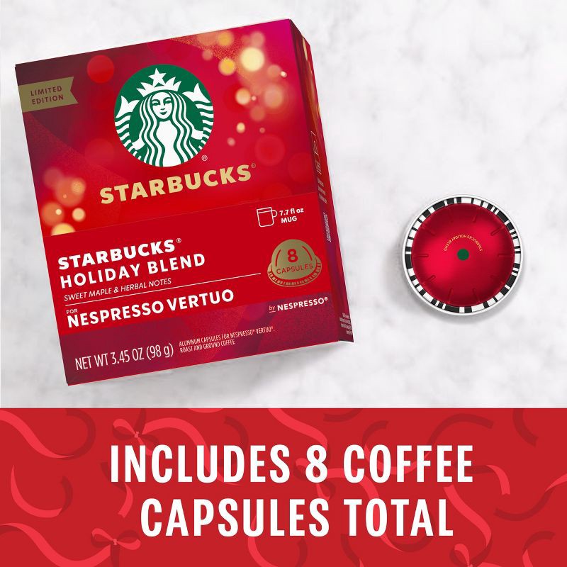 slide 3 of 12, Starbucks by Nespresso Vertuo Line Holiday Blend Medium Roast Coffee Pods - 8ct, 8 ct