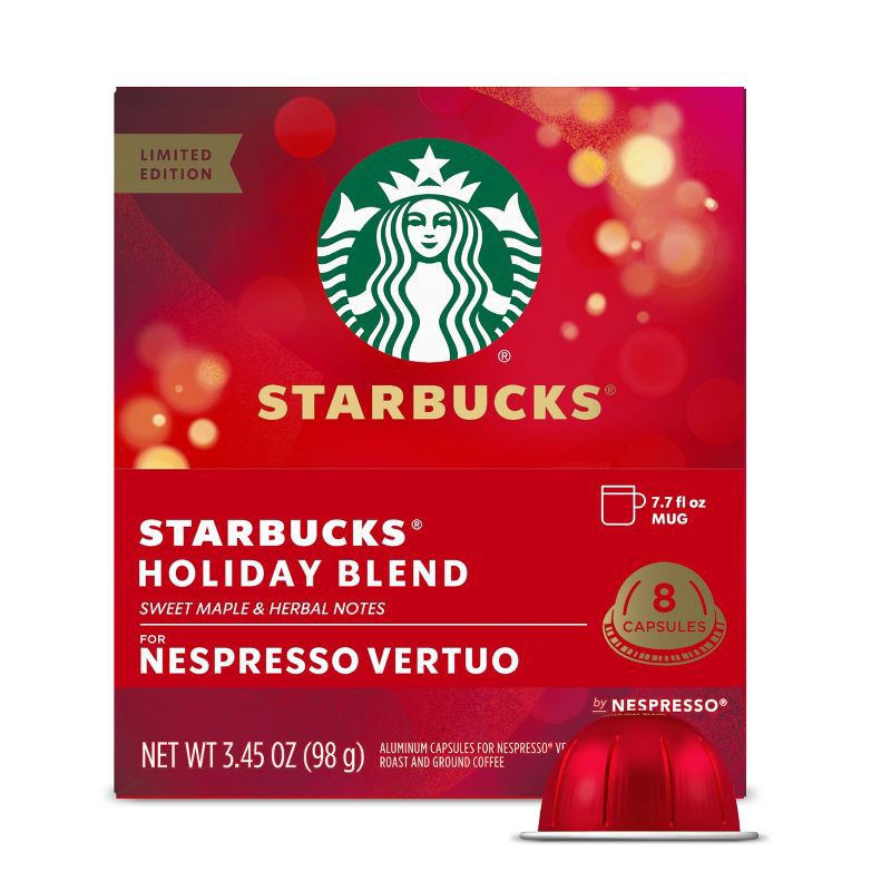 slide 1 of 12, Starbucks by Nespresso Vertuo Line Holiday Blend Medium Roast Coffee Pods - 8ct, 8 ct