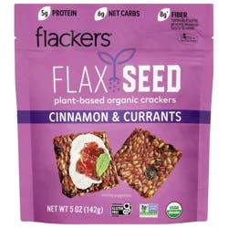 Flackers Organic Plant-Based Flax Seed Cinnamon & Currants Crackers 5 oz