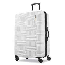 American Tourister NXT Hardside Large Checked Spinner Suitcase - White