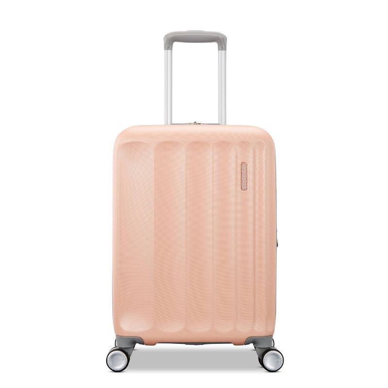 slide 5 of 11, American Tourister Multiply Double Expansion Hardside Carry On Spinner Suitcase - Mellow Peach: ABS Shell, Spinner Wheels, 1 ct