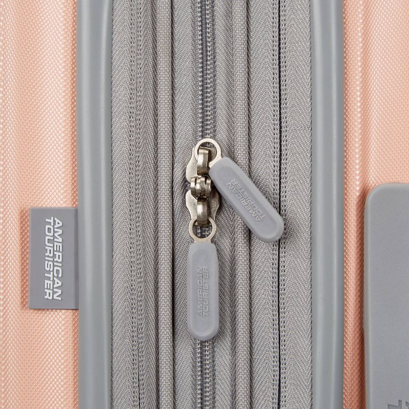slide 10 of 11, American Tourister Multiply Double Expansion Hardside Carry On Spinner Suitcase - Mellow Peach: ABS Shell, Spinner Wheels, 1 ct