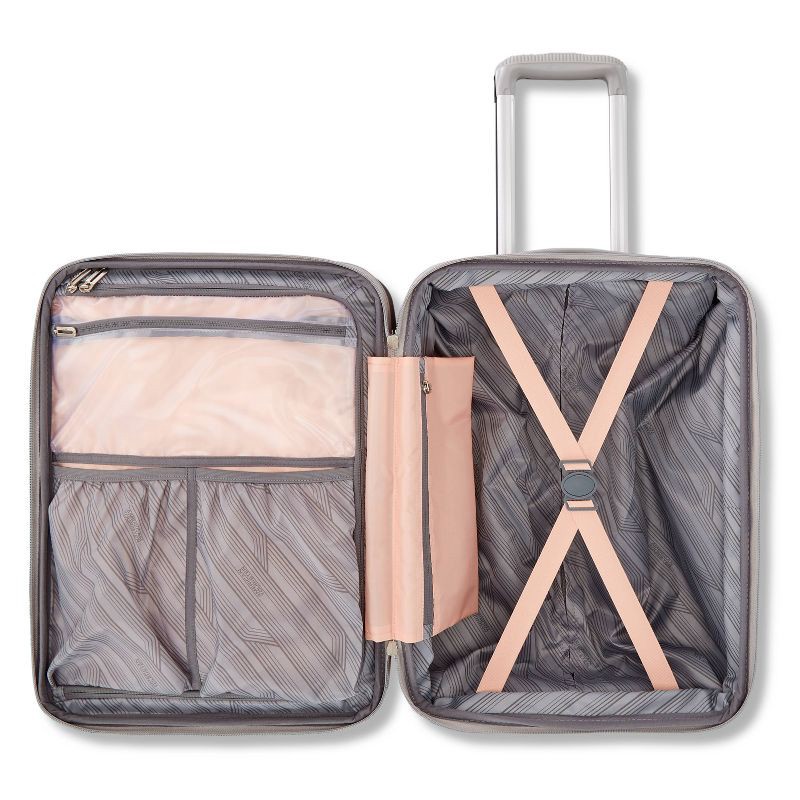 slide 11 of 11, American Tourister Multiply Double Expansion Hardside Carry On Spinner Suitcase - Mellow Peach: ABS Shell, Spinner Wheels, 1 ct