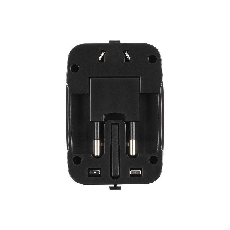 slide 3 of 11, Travel Smart All-in-One Adapter with USB A & C Ports: Black Power Adapter 5V, 17W Output, 1 ct