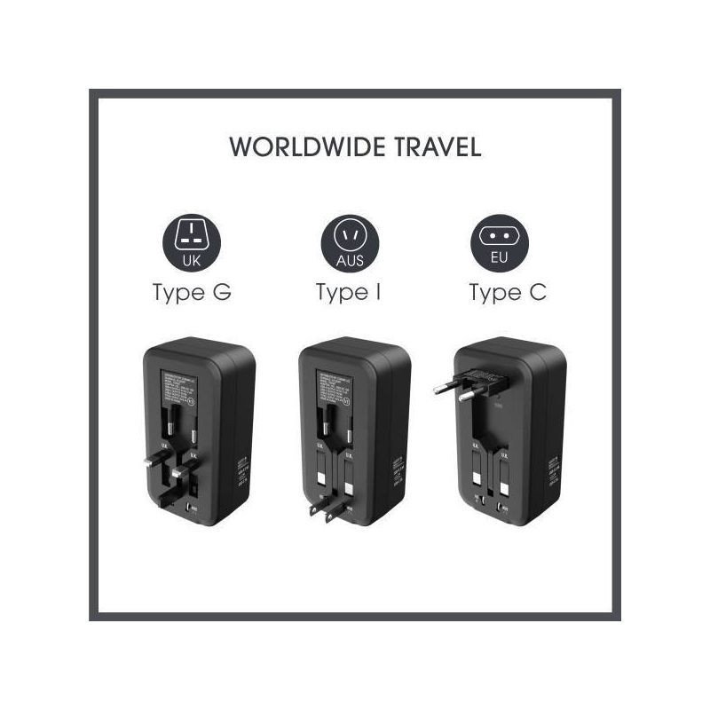 slide 4 of 9, Travel Smart Does-It-All Adapter with Cables & USB-A & C Ports: Chargers, 15W Output, 1 ct