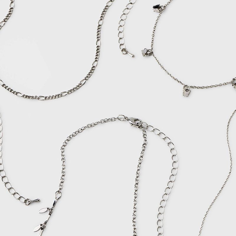 slide 3 of 3, Butterfly Choker Necklace Set 5pc - Wild Fable™ Silver: Brass Lobster Claw Clasp, 12" Length, 5 ct