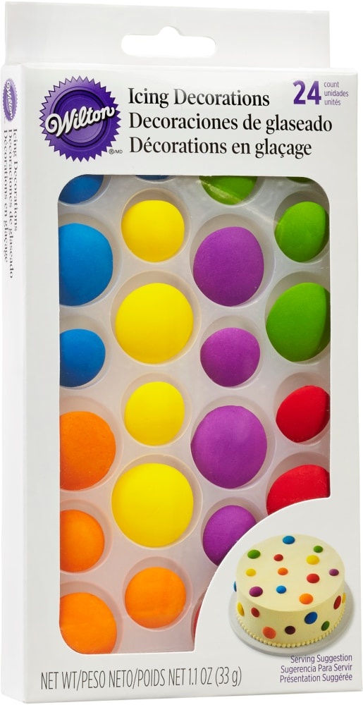 slide 1 of 1, Wilton Color Dots Icing Decorations, 24 ct