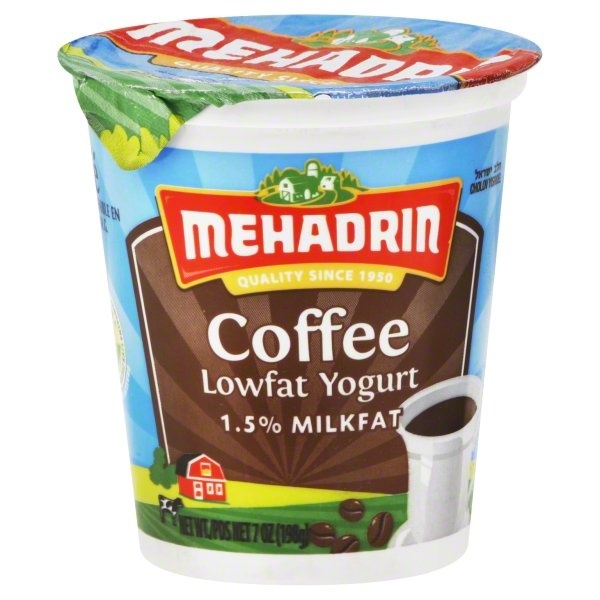 slide 1 of 1, Mehadrin Coffee Yogurt, 7 oz