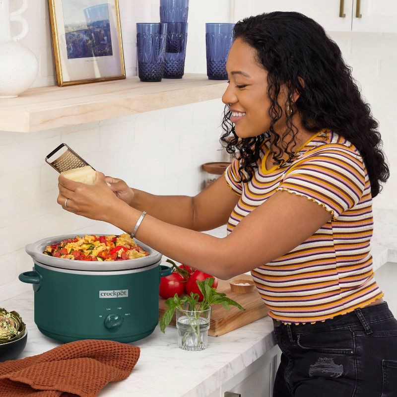 slide 7 of 8, Crock-Pot 4.5qt Slow Cooker Ponderosa Green: Ceramic Stoneware, 3 Settings, Stay-Cool Handles, Dishwasher-Safe Parts, 4.5 qt