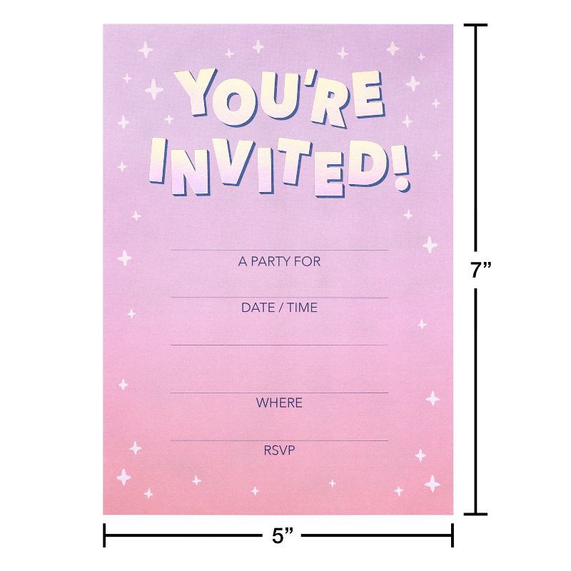 slide 5 of 6, 10ct 'You're Invited' Invitation Cards Pink: American Greetings Party Stationery, Single Panel, Typography Design, 10 ct