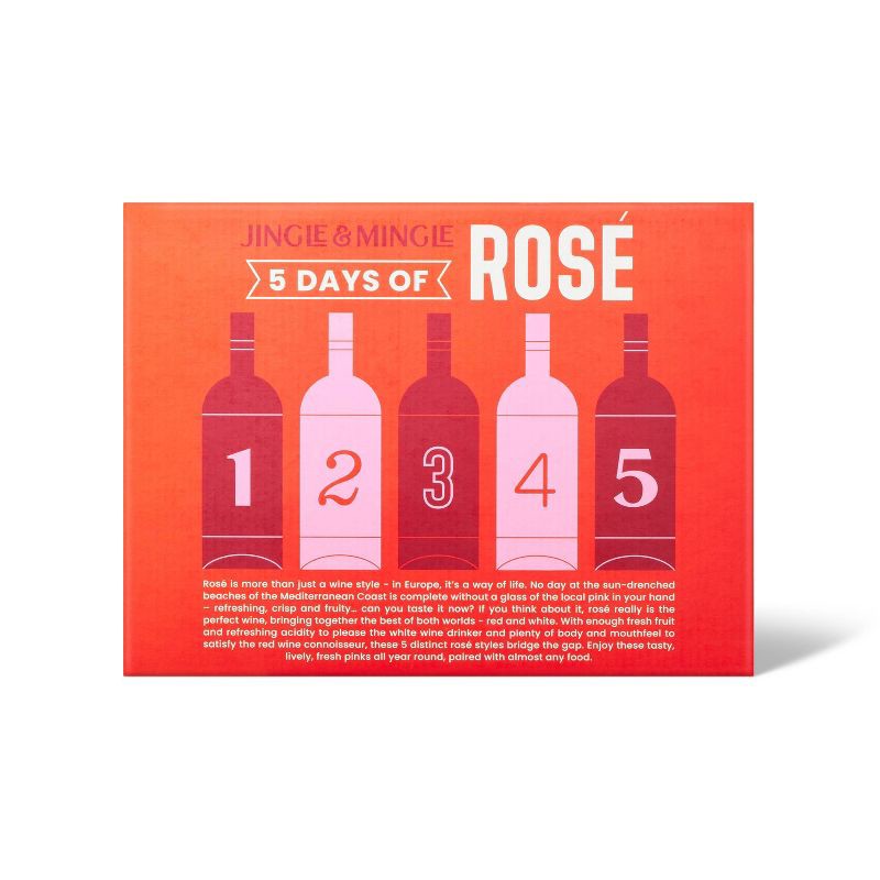 slide 3 of 3, Jingle & Mingle 5 Days of Rose Wine Set - 5ct/187ml Bottles, 5 ct, 187 ml