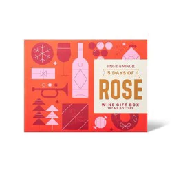 Jingle & Mingle 5 Days of Rose Wine Holiday Advent Calendar Gift Set - 5ct/187ml Bottles