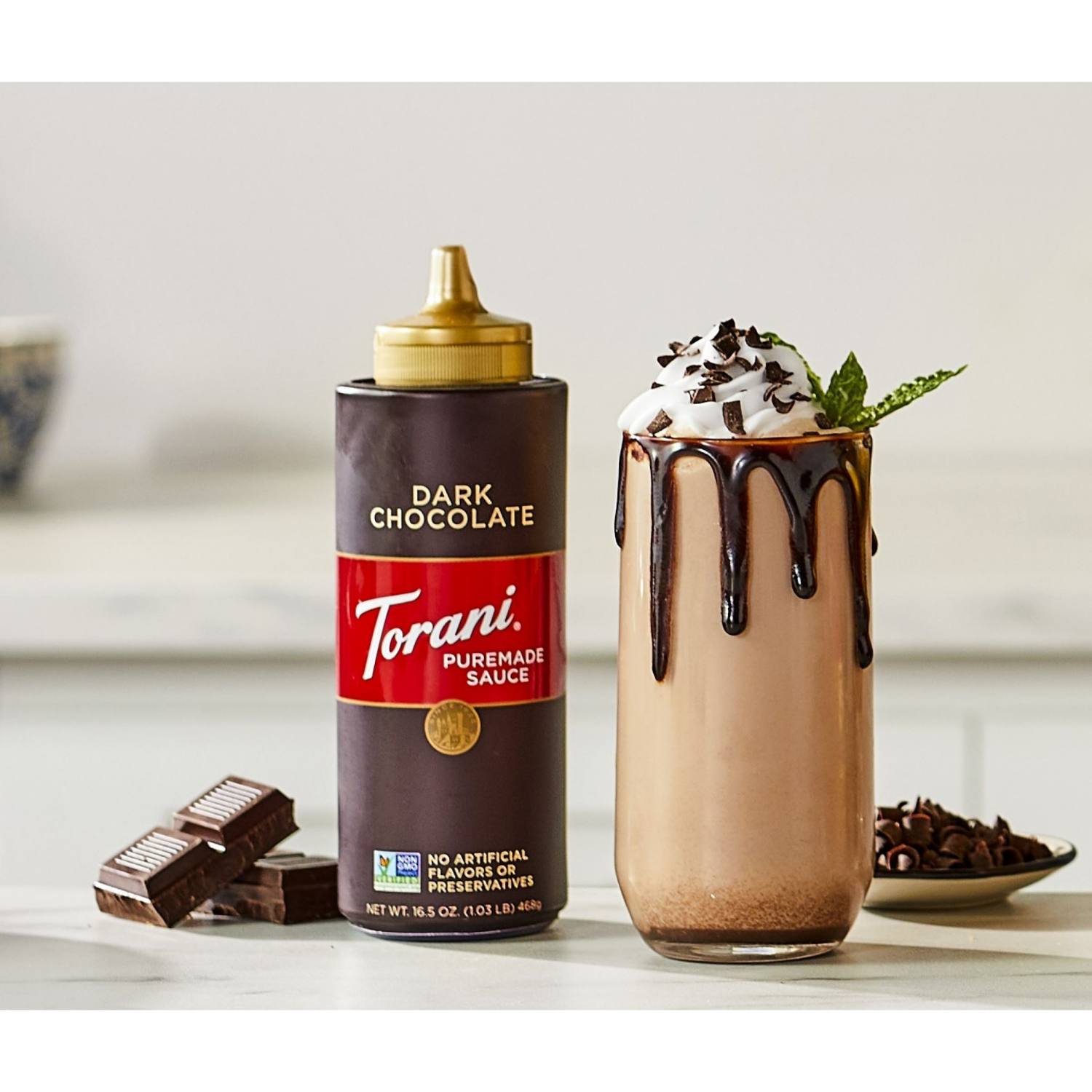 slide 5 of 5, Torani Dark Chocolate Puremade Sauce - 16.5 oz, 16.5 oz