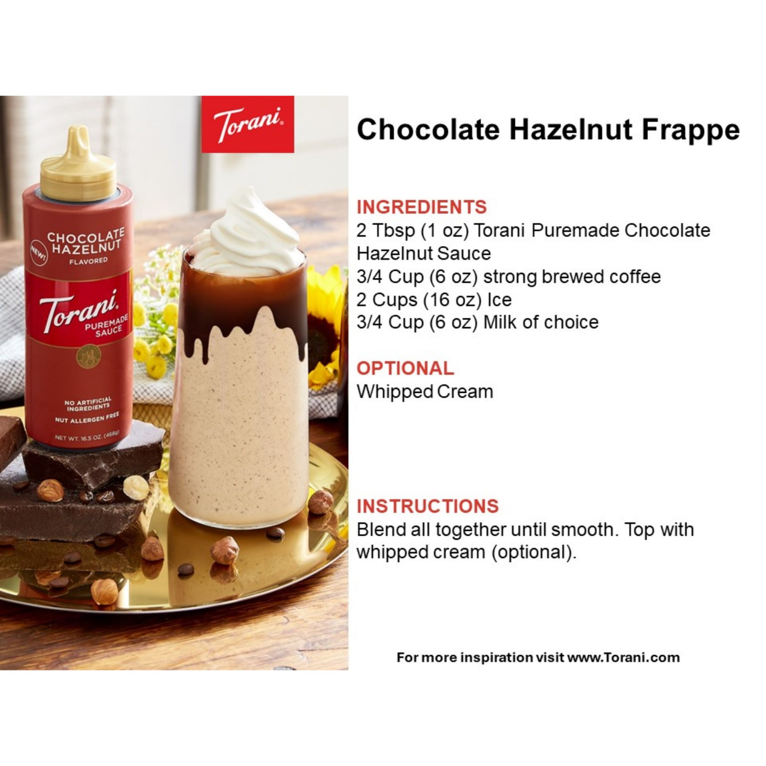 slide 4 of 4, Torani Chocolate Hazelnut Puremade Sauce - 16.5 oz, 16.5 oz