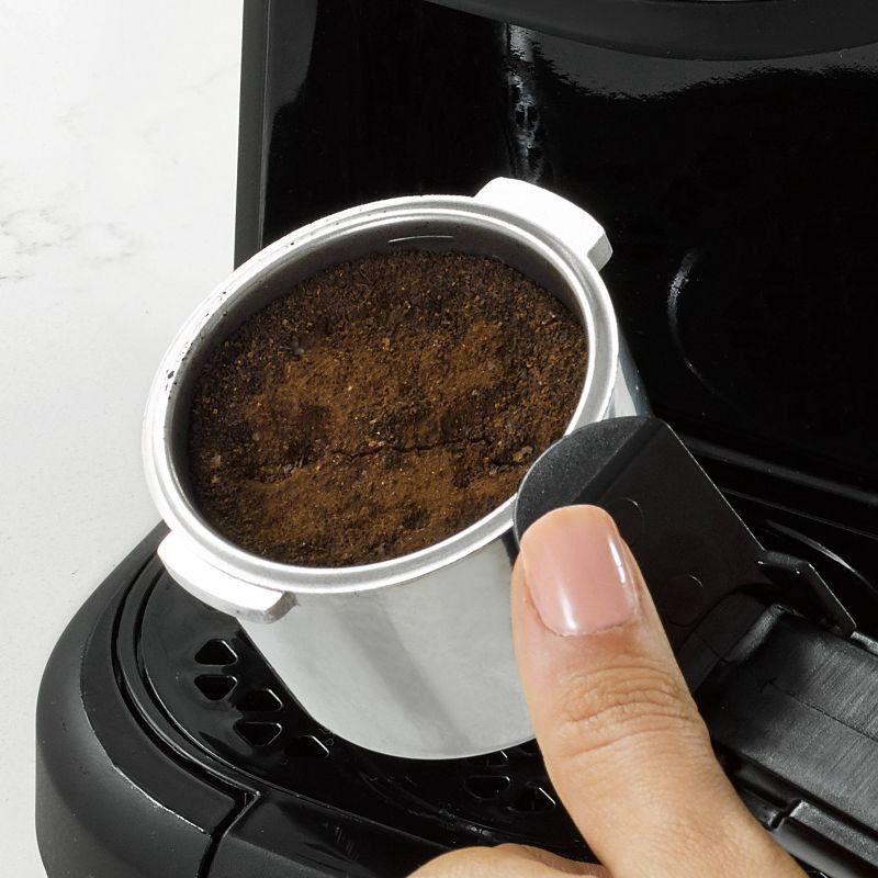 slide 6 of 9, Mr. Coffee Steam Espresso Maker with Stainless Steel Frothing Pitcher: 900W Electric, 8-Cup Capacity, Black, 1 ct