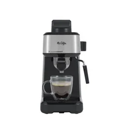 Mr. Coffee Steam Espresso Maker with Stainless Steel Frothing Pitcher: 900W Electric, 8-Cup Capacity, Black