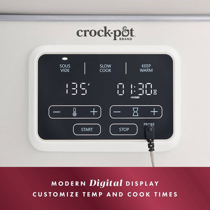 slide 5 of 6, Crock-Pot 6qt Programmable Slow Cooker with Sous Vide - Oat Milk Ivory: Digital Timer, Automatic Shut-Off, 280W, 6 qt