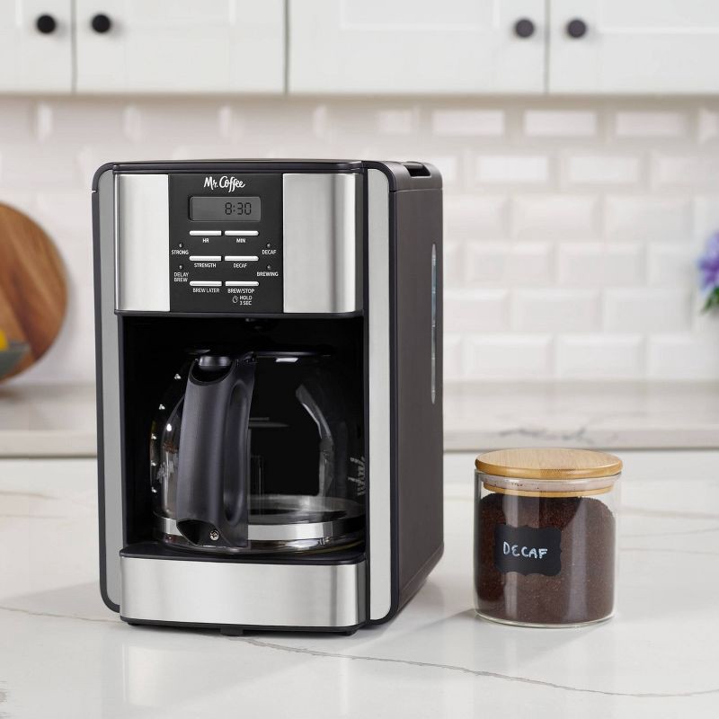 slide 3 of 6, Mr. Coffee 12-Cup Programable Coffee Maker Black/Stainless Steel: Drip, Automatic Shut-Off, Dishwasher-Safe Parts, 1 ct