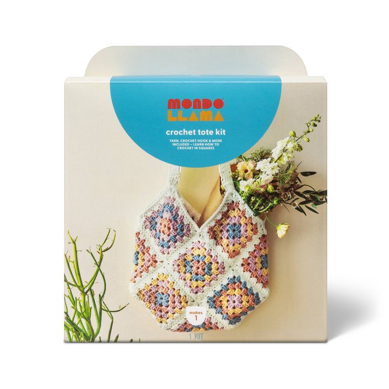 slide 1 of 4, DIY Crochet Tote Bag Kit - Mondo Llama™: Craft Activity Kit with Yarn & Tools for Crochet Bag Ideas, 1 ct