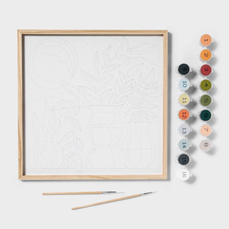 slide 2 of 4, Boho Potted Plants Paint by Number Painting Kit - Mondo Llama™: Adult Craft Activity, Canvas & Acrylic Paints, 1 ct