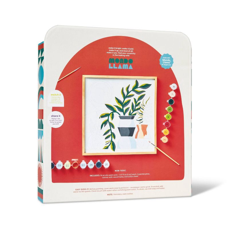 slide 3 of 4, Boho Potted Plants Paint by Number Painting Kit - Mondo Llama™: Adult Craft Activity, Canvas & Acrylic Paints, 1 ct