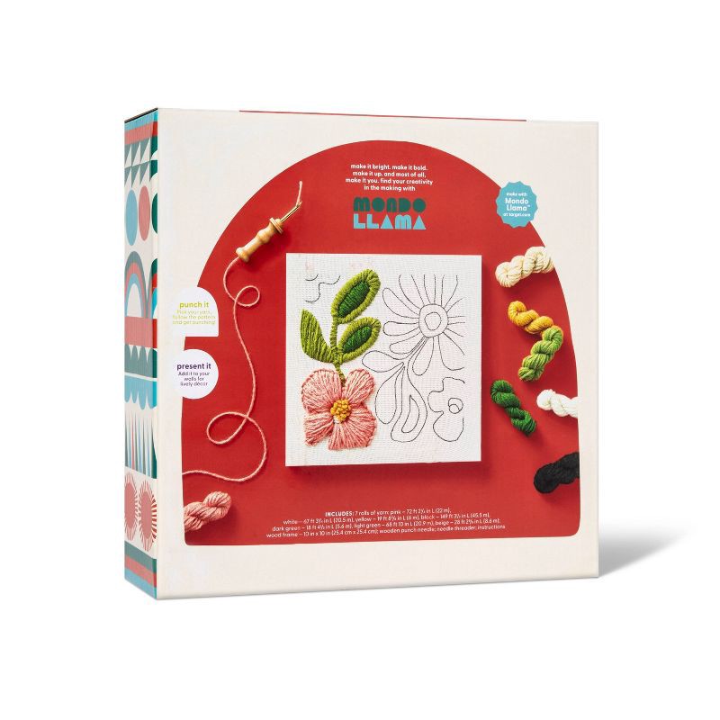 slide 3 of 4, Punch Needling Canvas Kit - Mondo Llama™: Needle Punch Craft Kit for Adults, Includes Yarn & Needle, Art & Design Theme, 1 ct