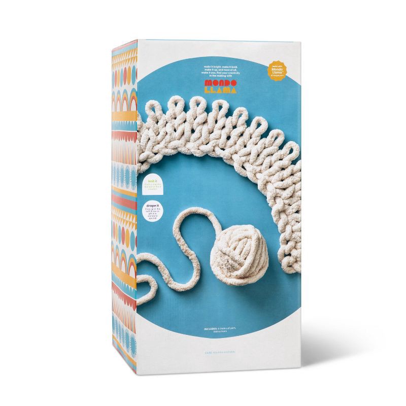 slide 3 of 4, Large Knit Blanket Craft Kit Cream - Mondo Llama™: Finger Knitting Yarn DIY Art Kit for Adults, 1 ct