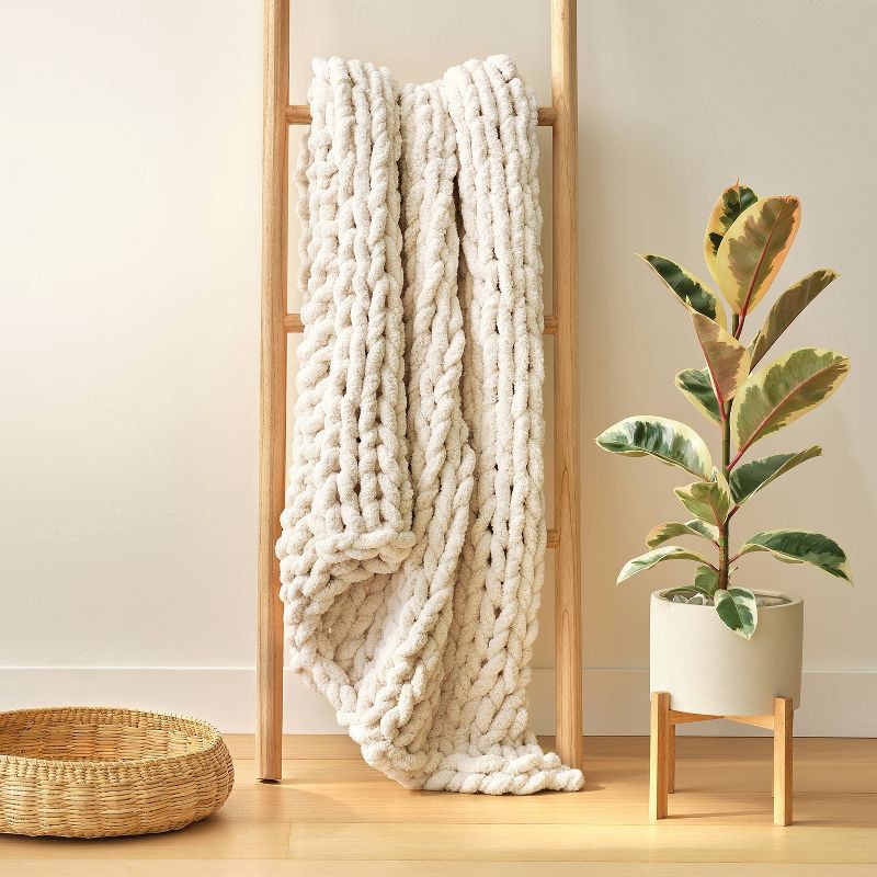 slide 4 of 4, Large Knit Blanket Craft Kit Cream - Mondo Llama™: Finger Knitting Yarn DIY Art Kit for Adults, 1 ct