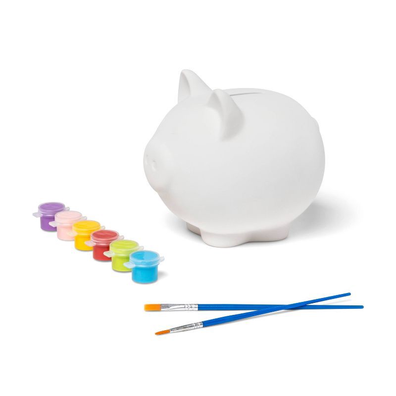 slide 2 of 4, Paint-Your-Own Piggy Bank Craft Kit - Mondo Llama™: Ceramic Painting Coin Bank for Kids, Includes Paints & Brushes, 1 ct