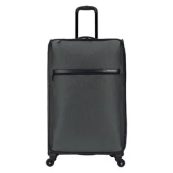 Skyline Softside Large Checked Spinner Suitcase - Gray Heather: Expandable Spinner Luggage