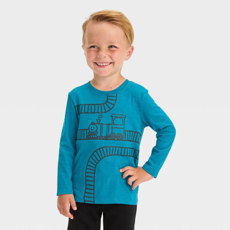 Toddler Boys' Long Sleeve Train Graphic T-Shirt Cat Jack Blue