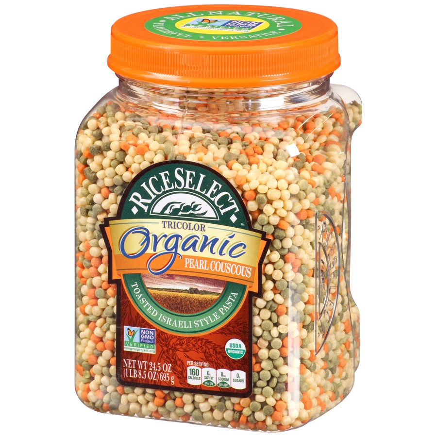 slide 3 of 8, RiceSelect Organic Pearl Couscous - Tri-Color, 24.5 oz