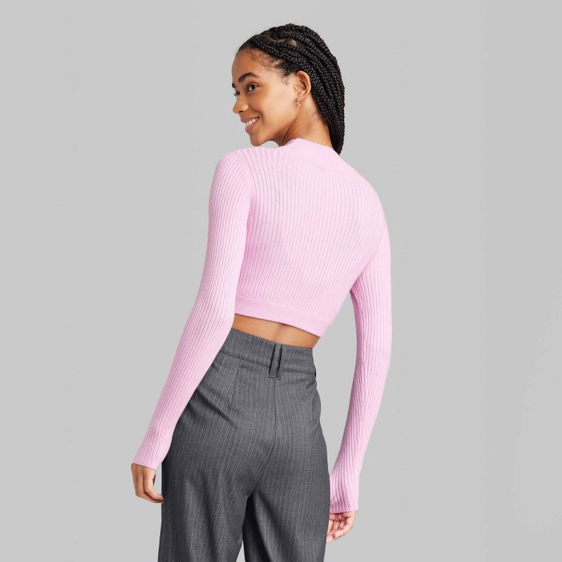 slide 2 of 3, Women's Cropped Fitted Sweater Top - Wild Fable Light Pink L, 1 ct