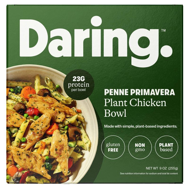 slide 1 of 3, Daring Foods Inc. Daring Frozen Gluten Free Penne Primavera Plant Based Chicken Bowl - 9oz, 9 oz