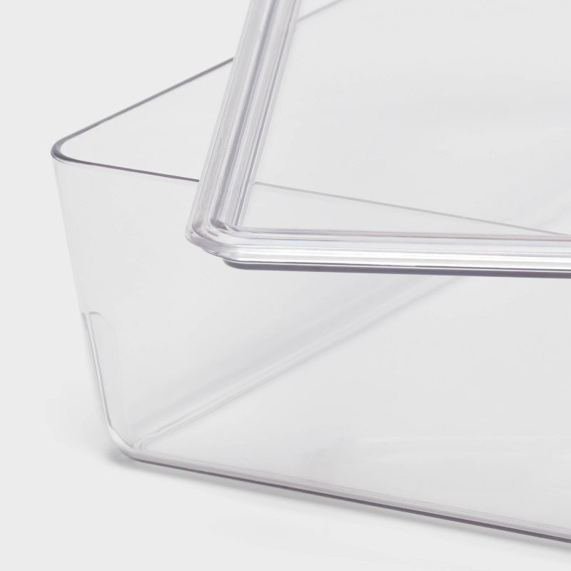 slide 3 of 5, 6L Stacking Clear Bin with Lid - Brightroom™: PET Material, Stackable Storage for Crafts & Cleaning Supplies, 6 liter