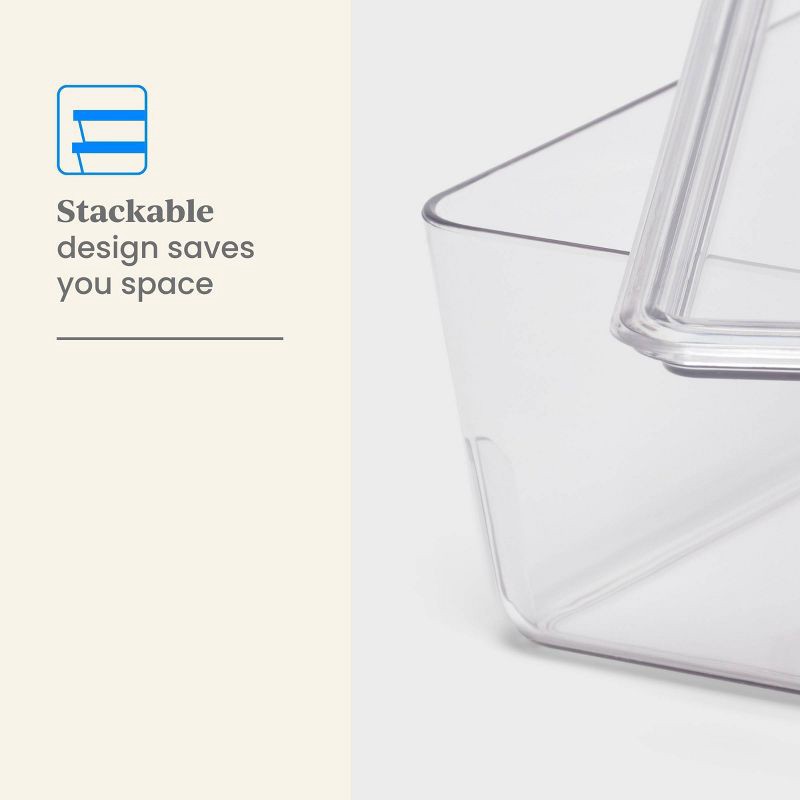 slide 4 of 5, 6L Stacking Clear Bin with Lid - Brightroom™: PET Material, Stackable Storage for Crafts & Cleaning Supplies, 6 liter