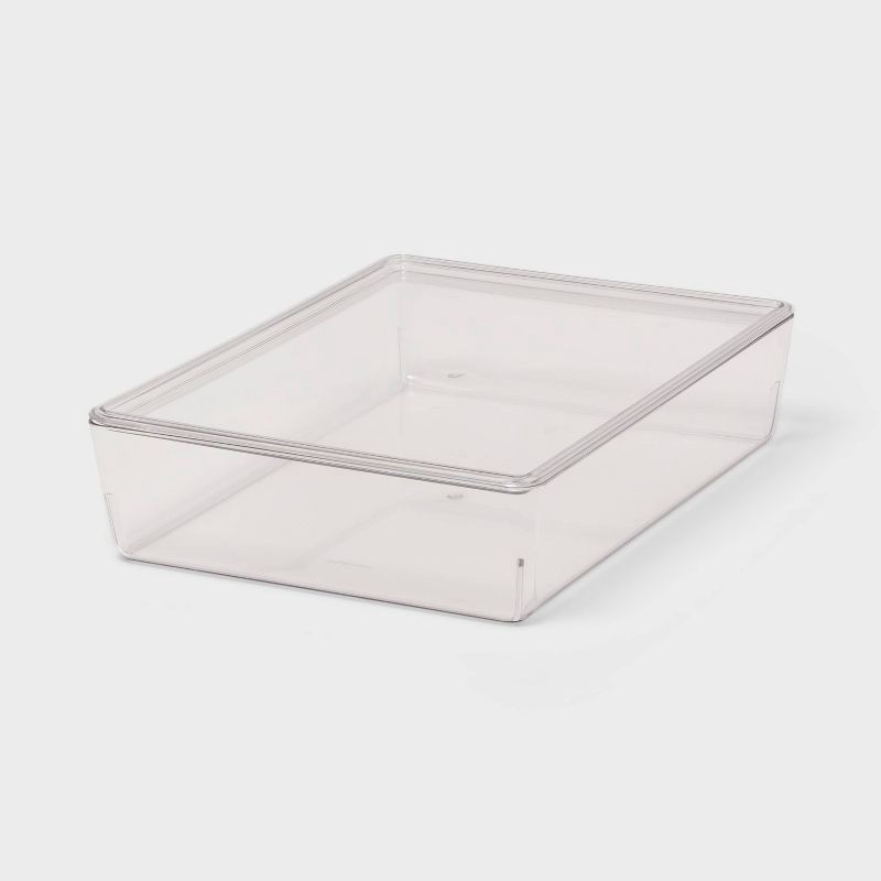 slide 1 of 5, 6L Stacking Clear Bin with Lid - Brightroom™: PET Material, Stackable Storage for Crafts & Cleaning Supplies, 6 liter
