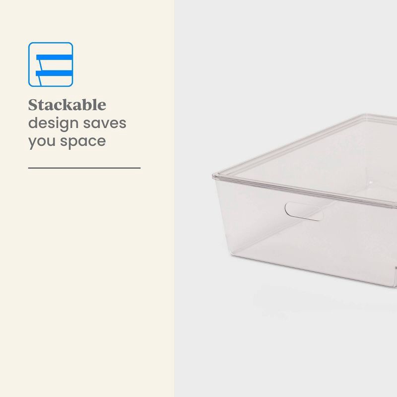 slide 4 of 5, 26L Stacking Clear Bin with Lid - Brightroom™: Plastic, Stackable, Universal Storage, 21.53" x 14.92" x 5.9", 26 liter
