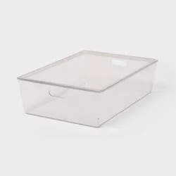 26L Stacking Clear Bin with Lid - Brightroom™: Plastic, Stackable, Universal Storage, 21.53" x 14.92" x 5.9"