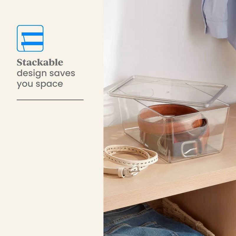 slide 2 of 5, 4L Stacking Clear Bin with Lid - Brightroom™: PET, Lidded, Stackable, Universal Storage, 10.15"x6.81"x4.52", 4 liter