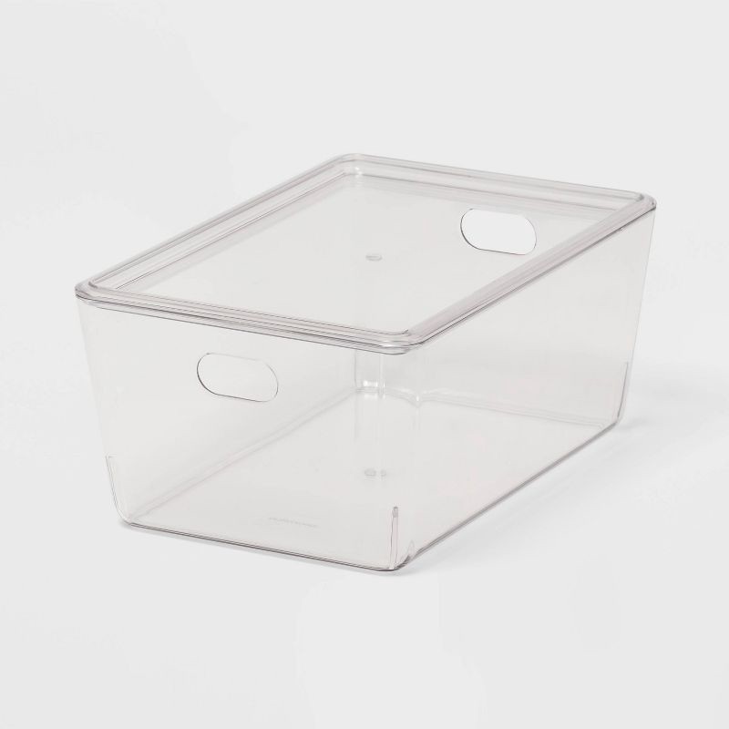 slide 1 of 5, 4L Stacking Clear Bin with Lid - Brightroom™: PET, Lidded, Stackable, Universal Storage, 10.15"x6.81"x4.52", 4 liter