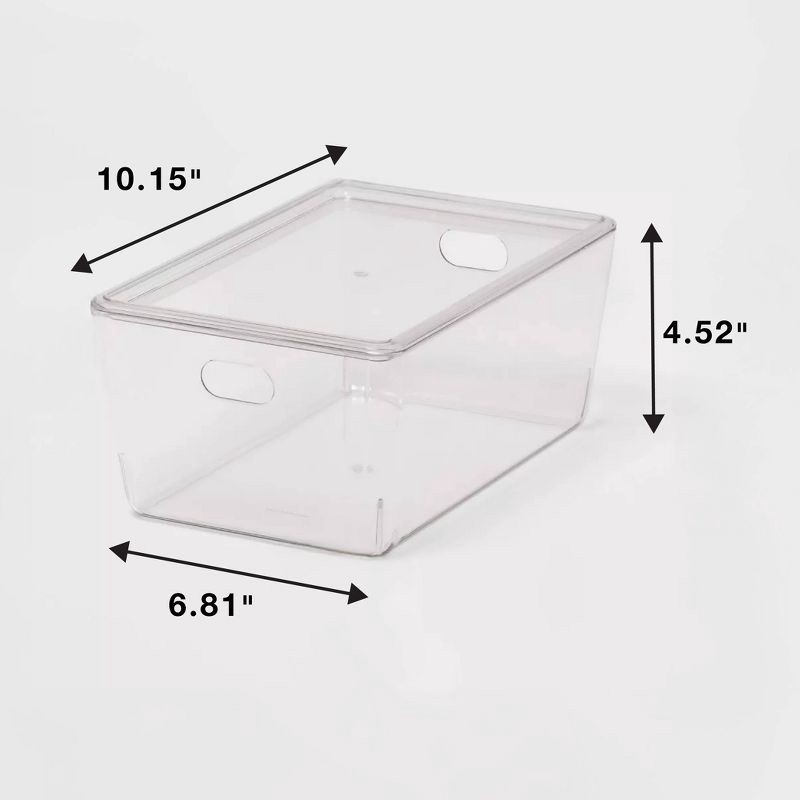 slide 5 of 5, 4L Stacking Clear Bin with Lid - Brightroom™: PET, Lidded, Stackable, Universal Storage, 10.15"x6.81"x4.52", 4 liter