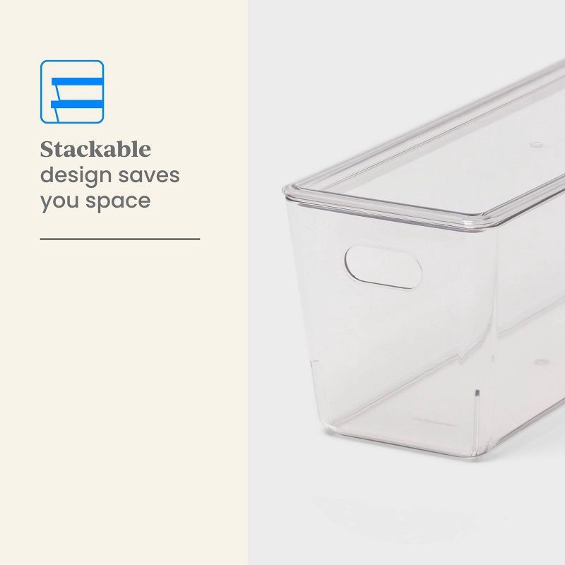 slide 4 of 5, 5L Stacking Clear Bin with Lid - Brightroom™: PET, Stackable, Universal Storage, Handles, 13.77" x 5.11", 5 liter