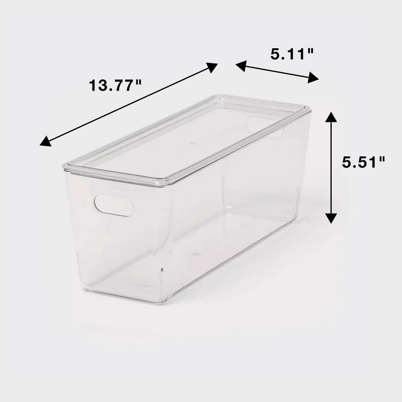slide 5 of 5, 5L Stacking Clear Bin with Lid - Brightroom™: PET, Stackable, Universal Storage, Handles, 13.77" x 5.11", 5 liter