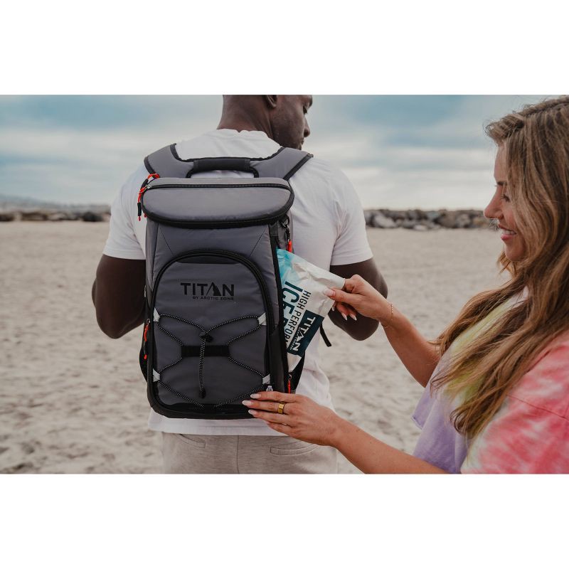 slide 14 of 18, Titan by Arctic Zone 16qt Eco Backpack Cooler with Ice Walls - Sharkskin Gray, 16 qt